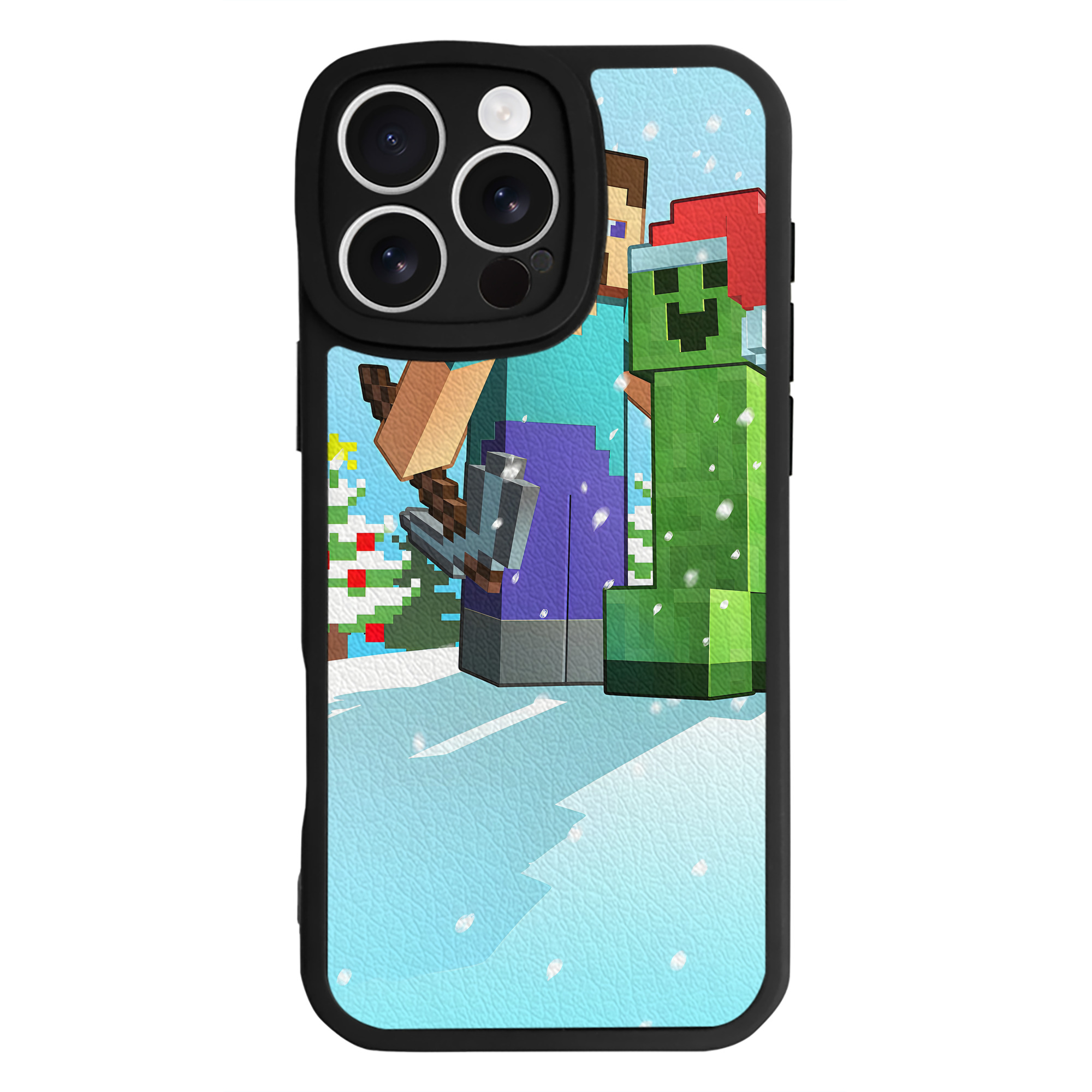（画像用） マインクラフト ブロックの世界 Minecraft MC Block world 【iPhone 16シリーズ対応】シリコンスマホケース（レザー調） 材質：シリコン